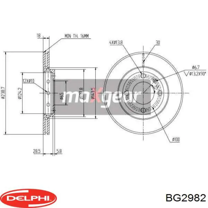 BG2982 Delphi Диск тормозной передний