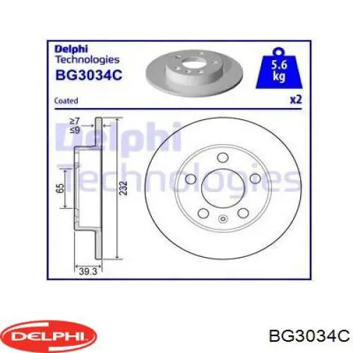 Задний тормозной диск Delphi BG3034C цена, от 16.43 USD