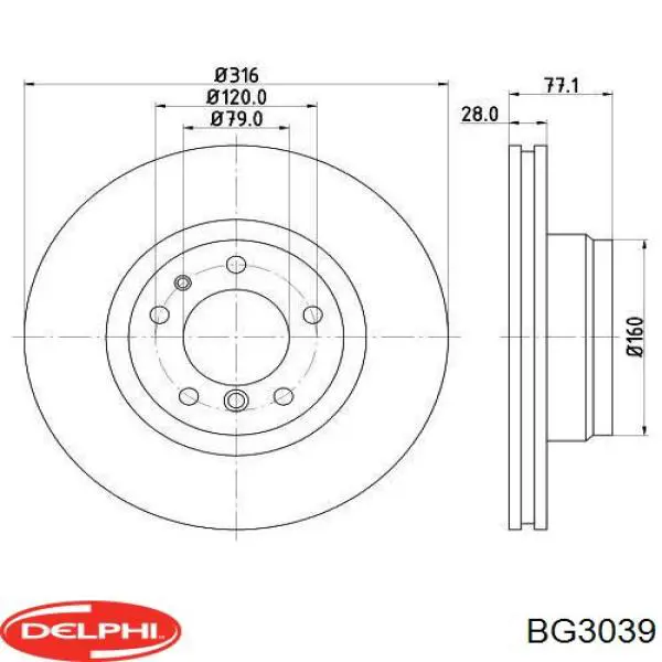 Передний тормозной диск Delphi BG3039