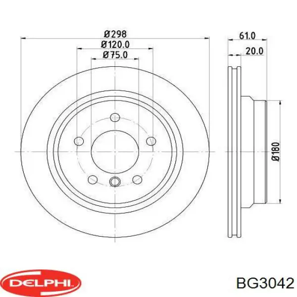Задний тормозной диск Delphi BG3042 цена, от 66.25 USD