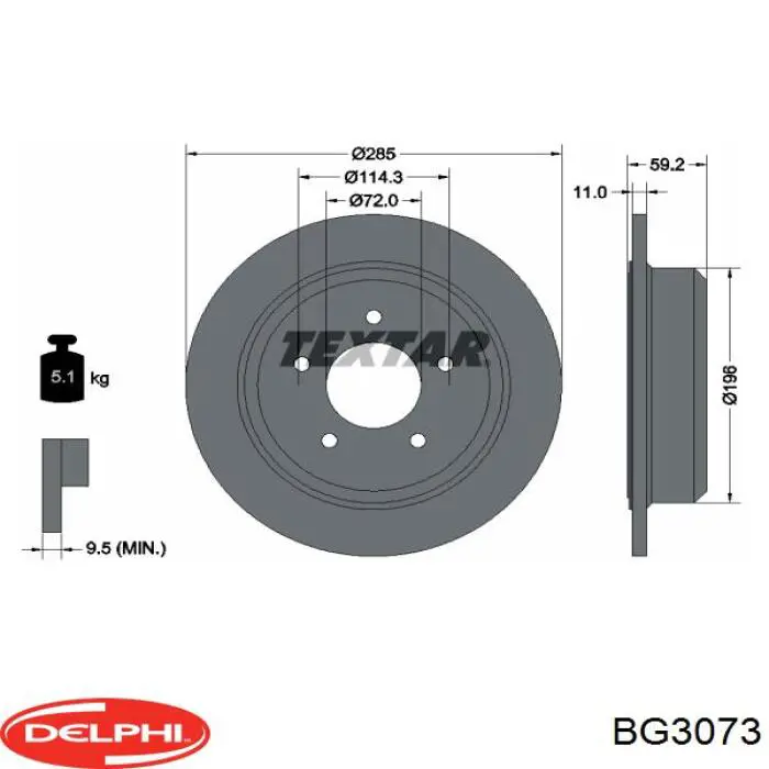 BG3073 Delphi disco do freio traseiro