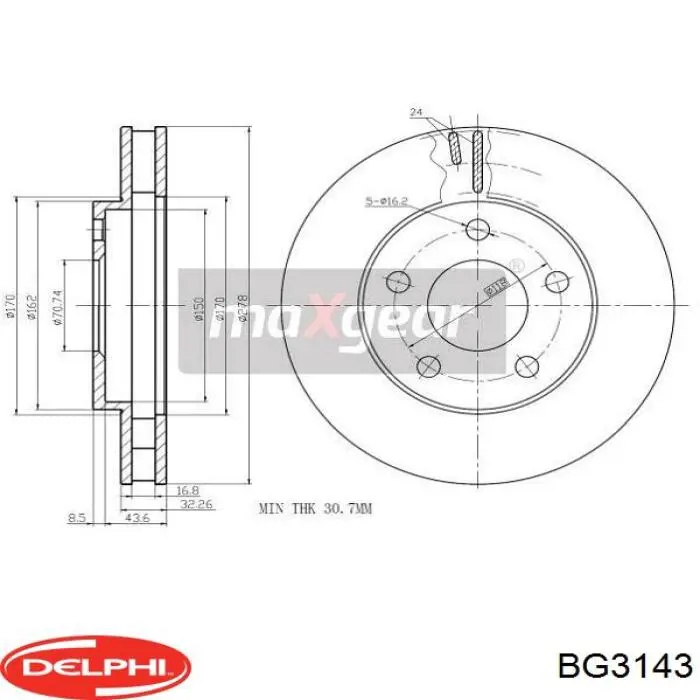 Тормозные диски BG3143 Delphi