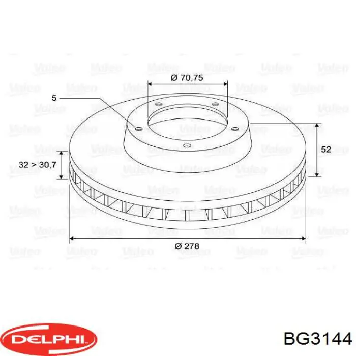 Передние тормозные диски BG3144 Delphi