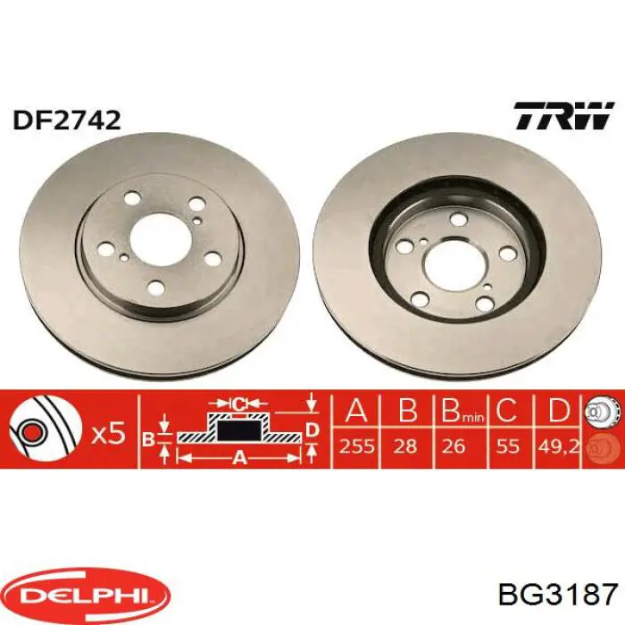 BG3187 Delphi диск тормозной передний
