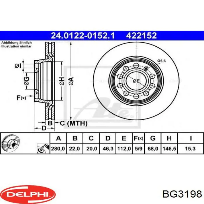 BG3198 Delphi диск тормозной передний