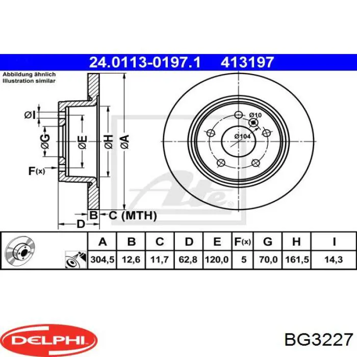 BG3227 Delphi диск тормозной задний