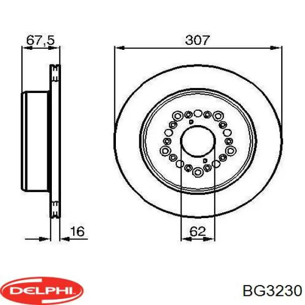 BG3230 Delphi диск тормозной задний