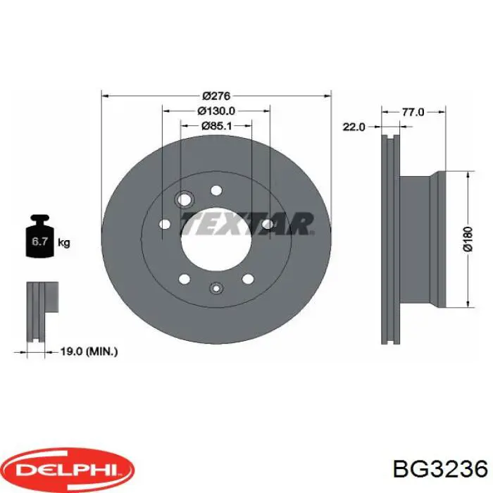 BG3236 Delphi диск тормозной передний