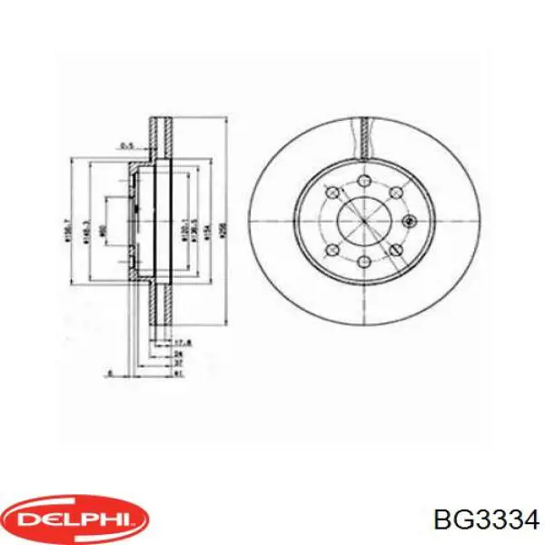 BG3334 Delphi диск тормозной передний