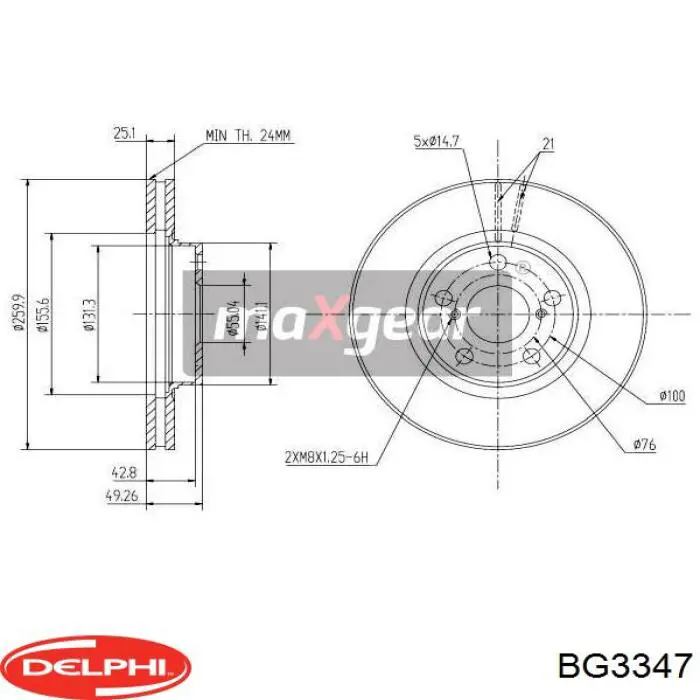 BG3347 Delphi диск тормозной передний