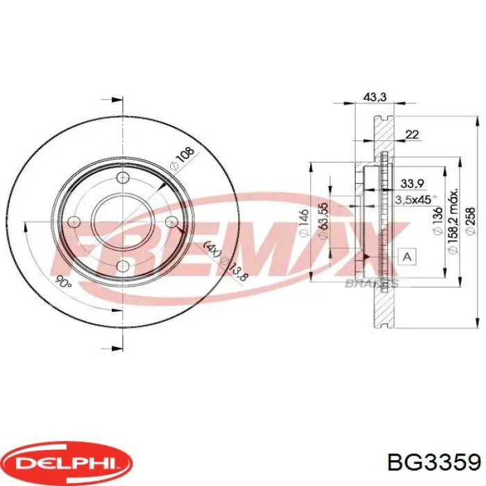 Купить BG3359 Delphi Ротор тормозной