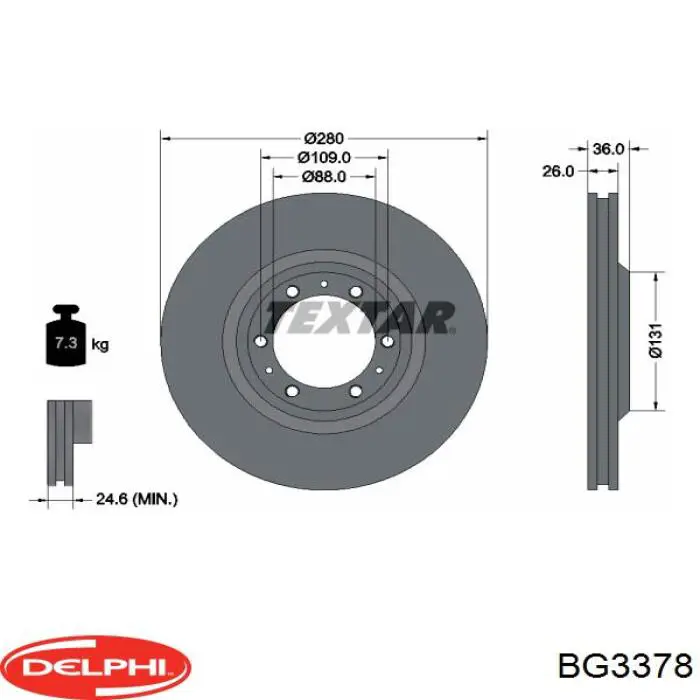 Freno de disco delantero BG3378 Delphi