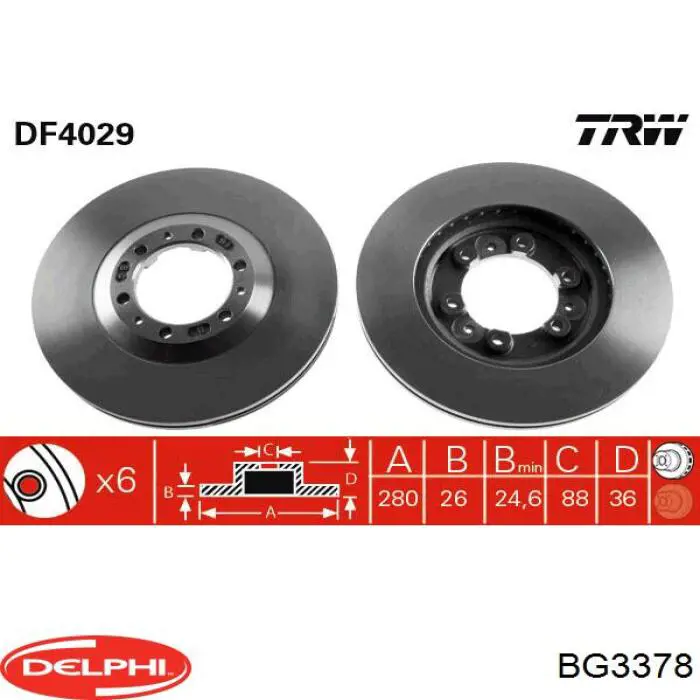 Тормоз дисковый передний Delphi BG3378 цена, от 40.49 USD