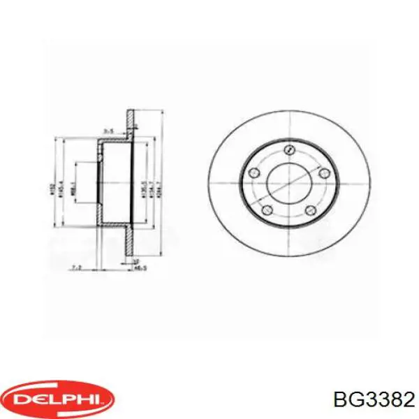 BG3382 Delphi диск тормозной задний