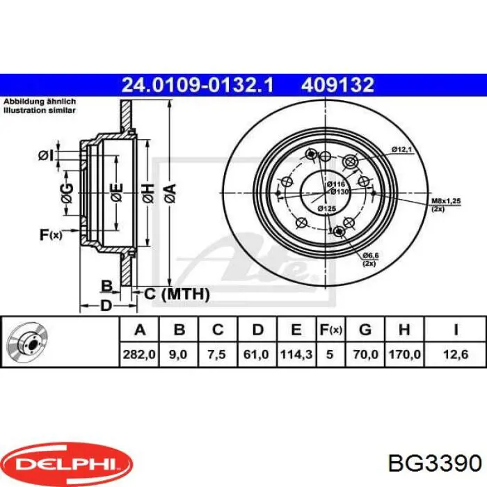 Тормозные диски BG3390 Delphi