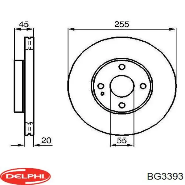 Передние тормозные диски BG3393 Delphi