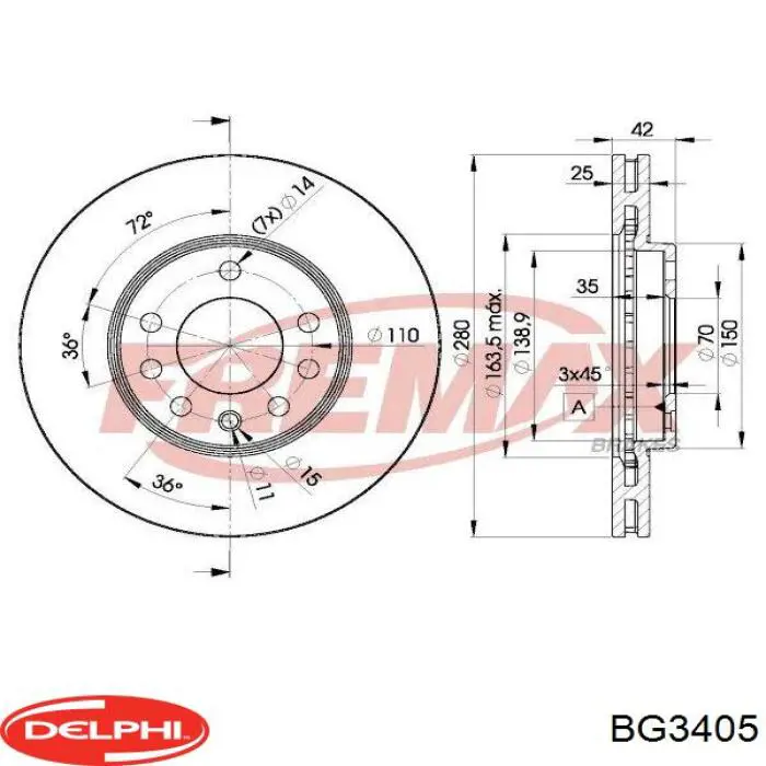 Купить BG3405 Delphi Ротор тормозной