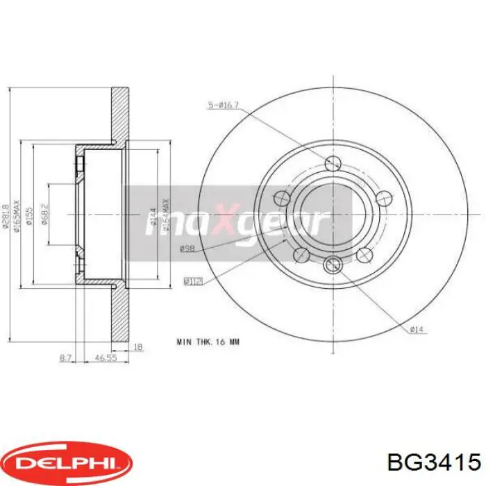 Тормоз дисковый передний Delphi BG3415 цена, от 41.76 USD