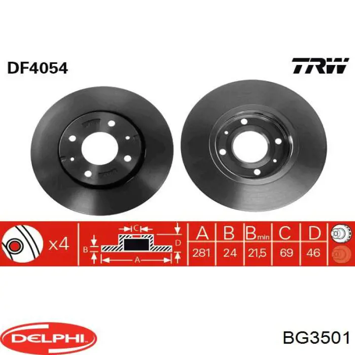 BG3501 Delphi диск тормозной передний