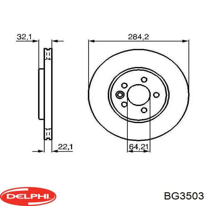 Передние тормозные диски BG3503 Delphi