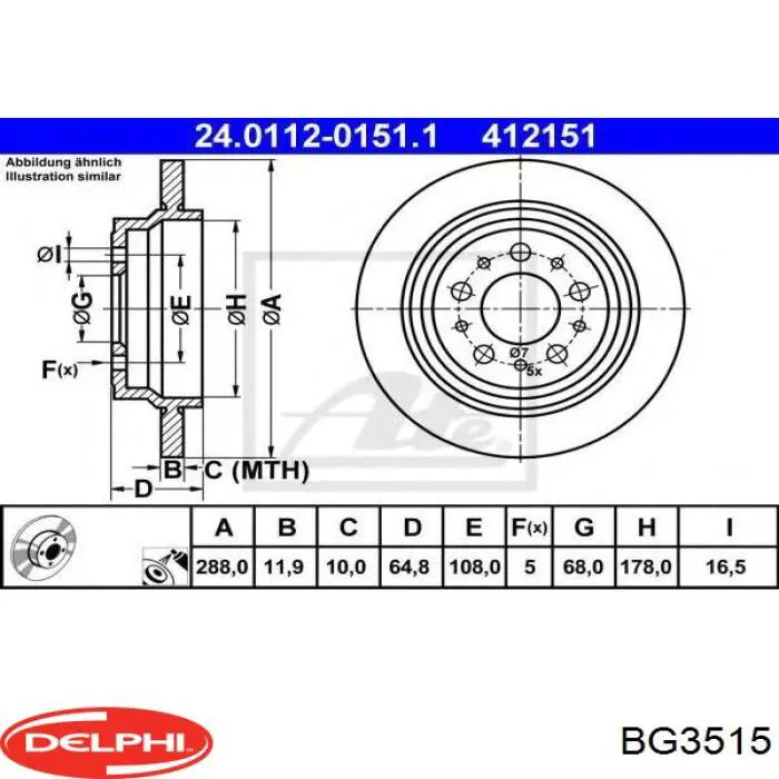 Задний тормозной диск Delphi BG3515 цена, от 35.95 USD