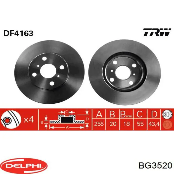 BG3520 Delphi диск тормозной передний