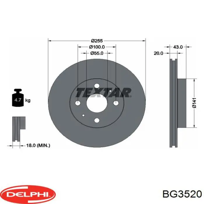 Тормоз дисковый передний Delphi BG3520 цена, от 24.27 USD