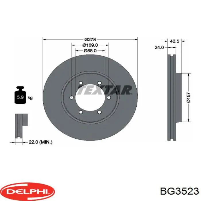 BG3523 Delphi диск тормозной передний