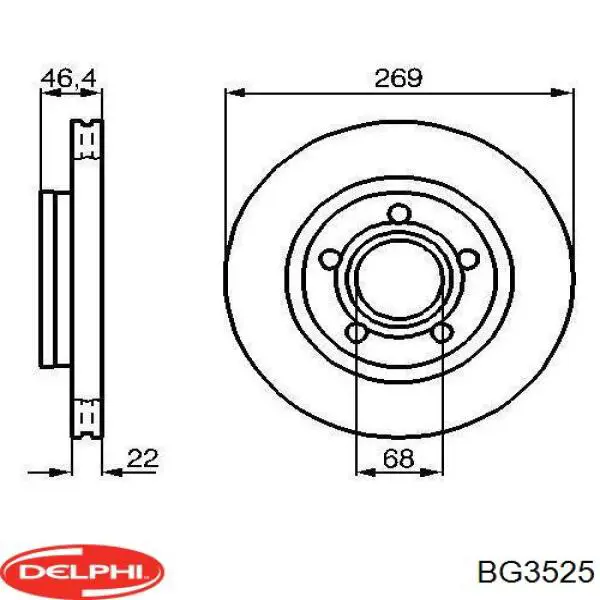 BG3525 Delphi диск тормозной задний
