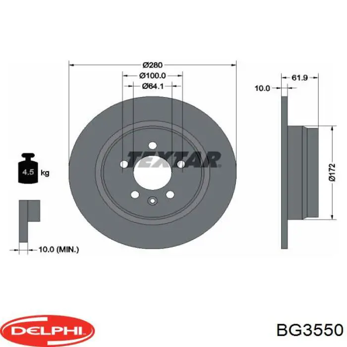 Тормозные диски BG3550 Delphi