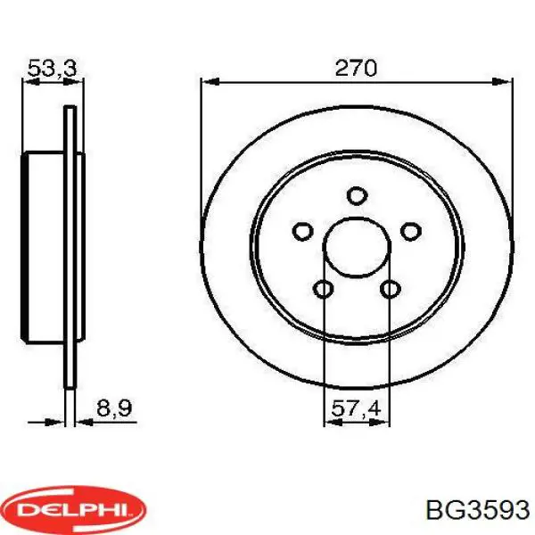 BG3593 Delphi диск тормозной задний