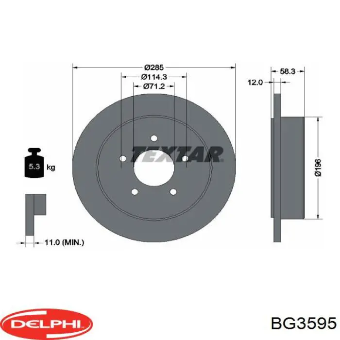 BG3595 Delphi диск тормозной задний