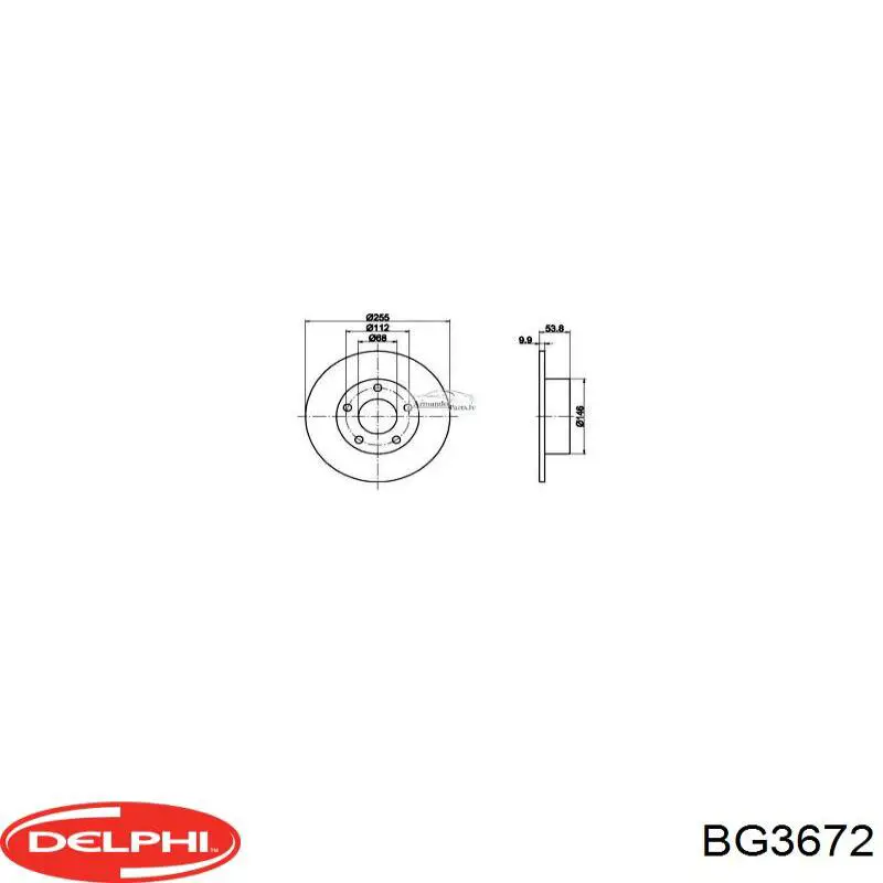 BG3672 Delphi диск тормозной задний