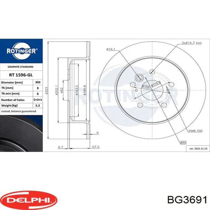 Задний тормозной диск Delphi BG3691 цена, от 33.60 USD