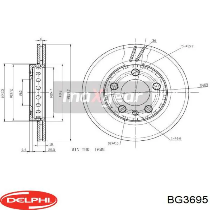 BG3695 Delphi диск тормозной передний