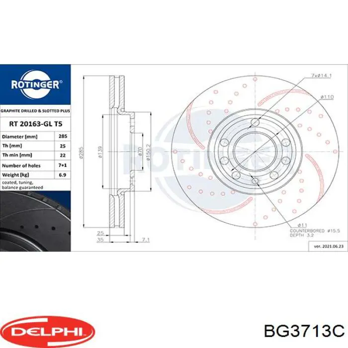 BG3713C Delphi тормозные диски