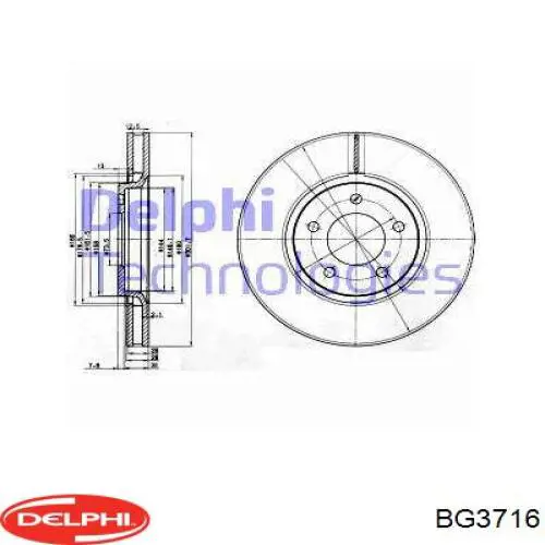 BG3716 Delphi disco do freio dianteiro