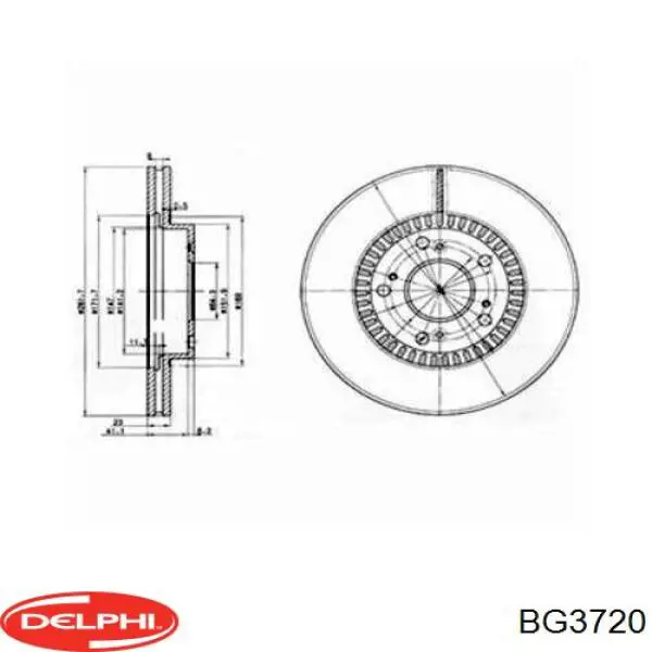 BG3720 Delphi диск тормозной передний