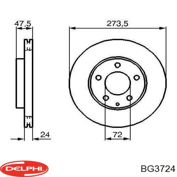 BG3724 Delphi диск тормозной передний