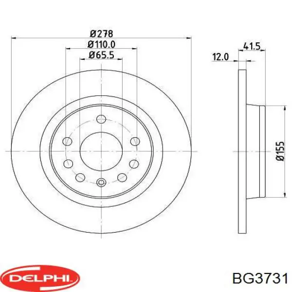 Купить BG3731 Delphi Диск тормозной задний