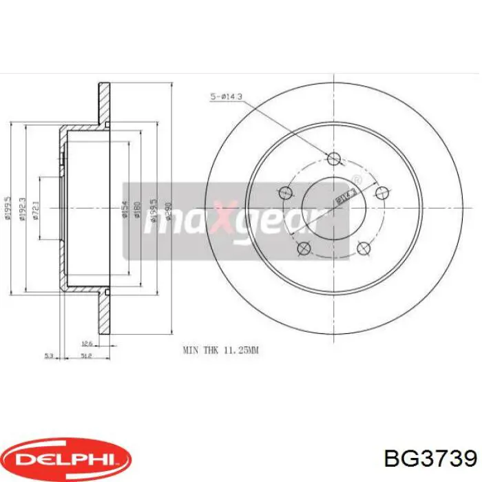Задний тормозной диск Delphi BG3739 цена, от 36.83 USD