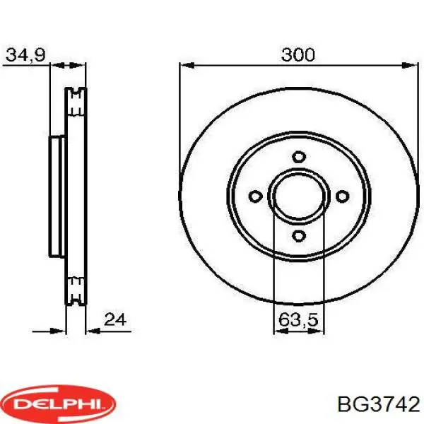 BG3742 Delphi диск тормозной передний