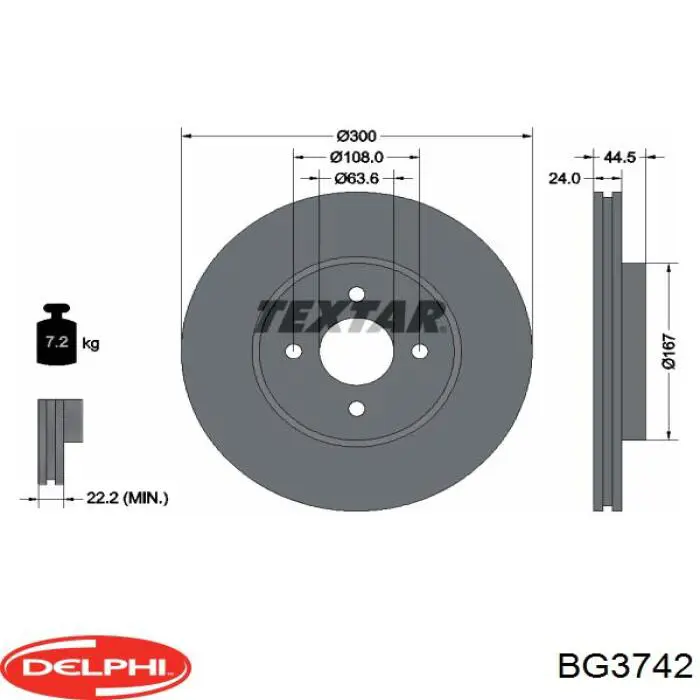 Тормоз дисковый передний Delphi BG3742 цена, от 42.28 USD