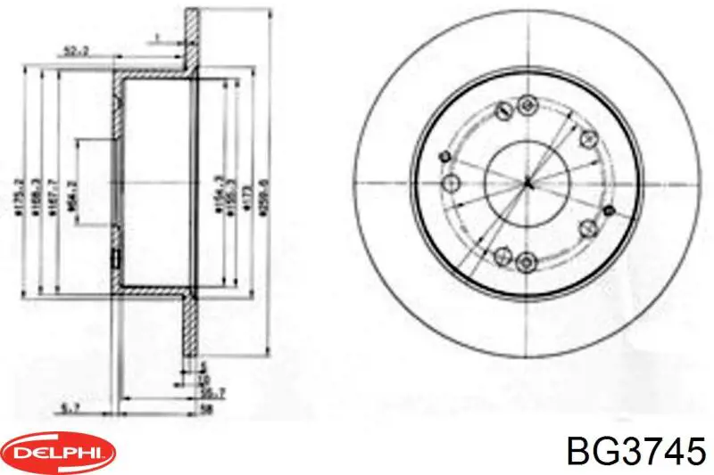 Тормозные диски BG3745 Delphi