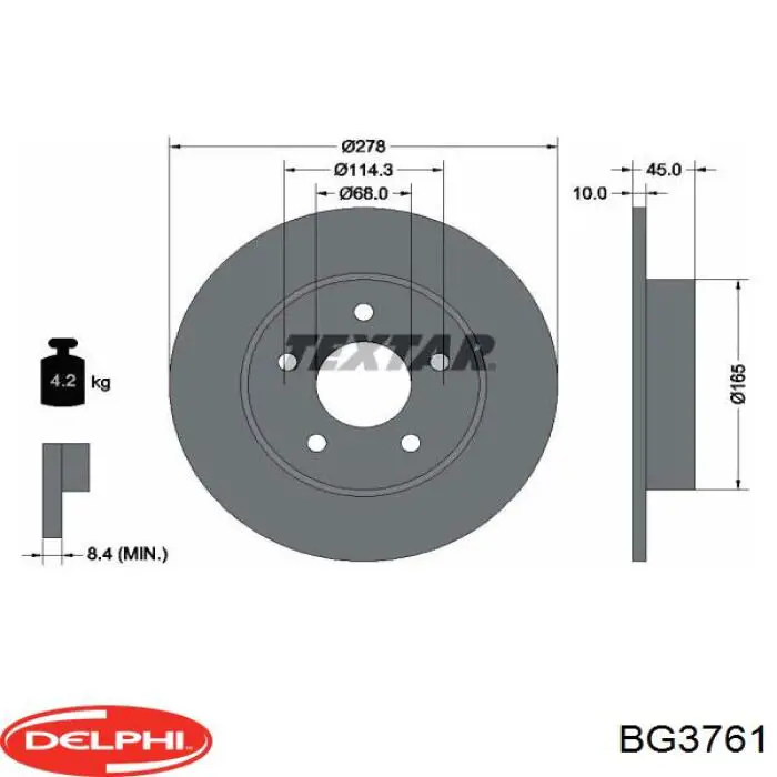 BG3761 Delphi disco do freio traseiro