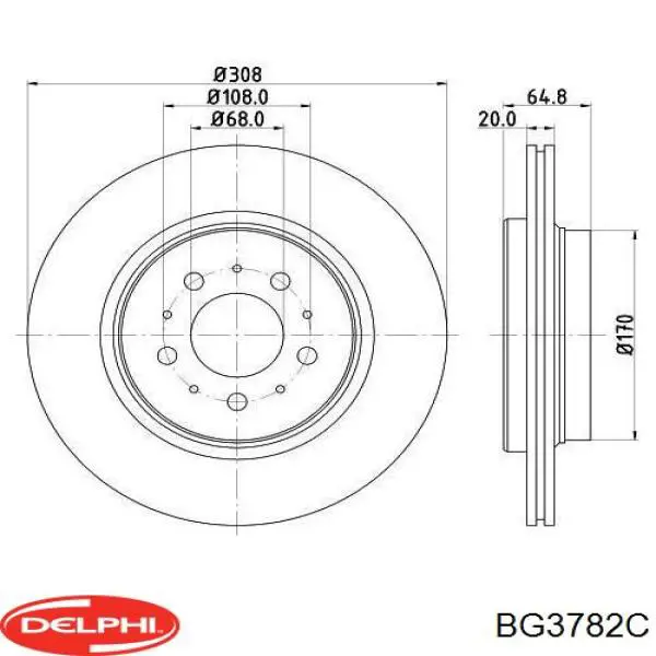 Задний тормозной диск Delphi BG3782C цена, от 54.89 USD