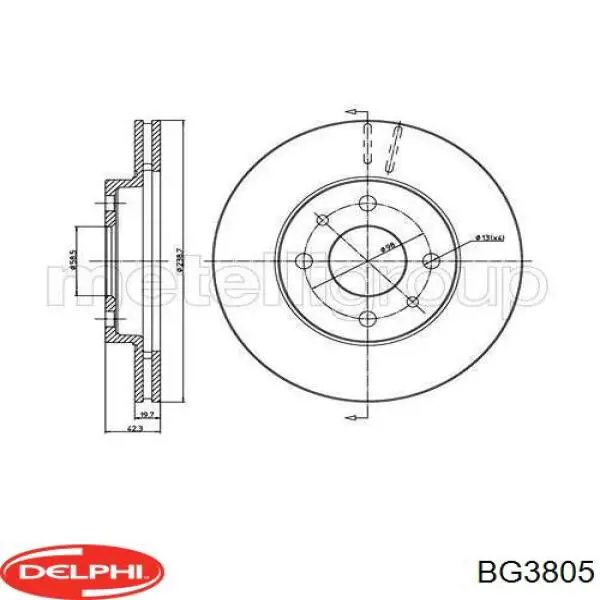 BG3805 Delphi диск тормозной передний