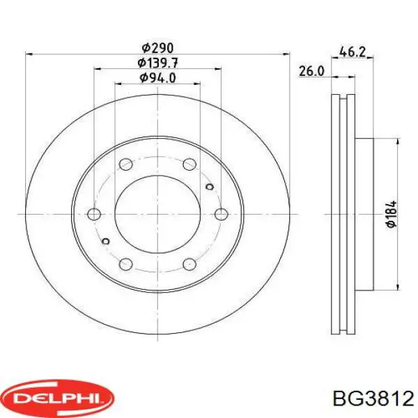 Купить BG3812 Delphi Ротор тормозной