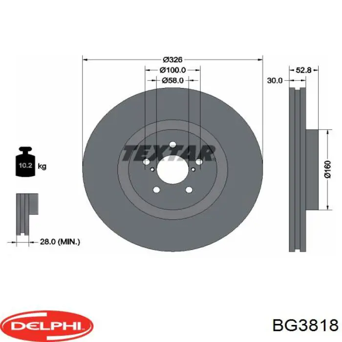 BG3818 Delphi диск тормозной передний