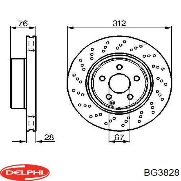 Передние тормозные диски BG3828 Delphi